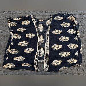 Floral Navy Blue & Cream Women's Kimono